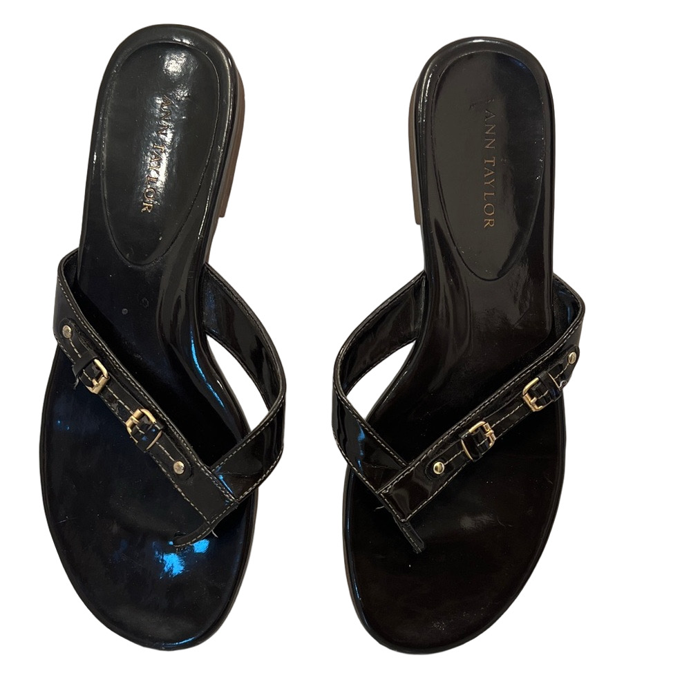 Ann Taylor Brown Patent Sandals